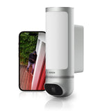 Bosch Smart Home Cámara Exterior II, cámara vigilancia Exterior, cámara IP, resolución 1080p Full-HD con Sirena integrada y lámpara de diseño, Compatible con Amazon Alexa,