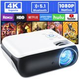 HOPVISION Proyector Portátil, Proyector 4K Supporto Cine en Casa, 9500Lumens Proyector Bluetooth Full HD 1080P, Mini Proyector Compatible con Fire Stick/Smartphone/PS5/HDMI, Pantalla de 100" Incluida