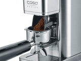 CASO BaristaChef Inox - Molinillo de café eléctrico con muelas cónicas, pantalla táctil, temporizador digital y sobresaliente, capacidad de 250g, 48 niveles de molienda precisos - acero inoxidable