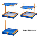 Teamson Kids Arenero Grande de Madera para Exteriores con Tapa, Toldo Giratorio y Altura Ajustable, Juguete de Arena de Jardín con Cubierta para Niños y Niñas