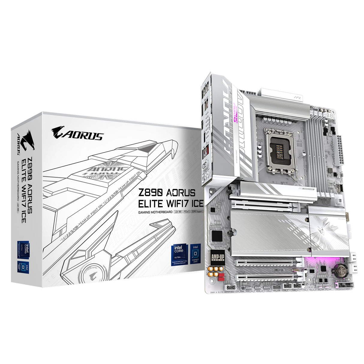 GIGABYTE Z890 AORUS Elite WIFI7 Ice Placa Base - Soporta CPUs Intel Core Ultra (Serie 2), 16+1+2 Fases VRM, hasta 8800MHz DDR5 (OC), 1xPCIe 5.0 + 3xPCIe 4.0, Wi-Fi 7, 2.5GbE LAN, Thunderbolt 4