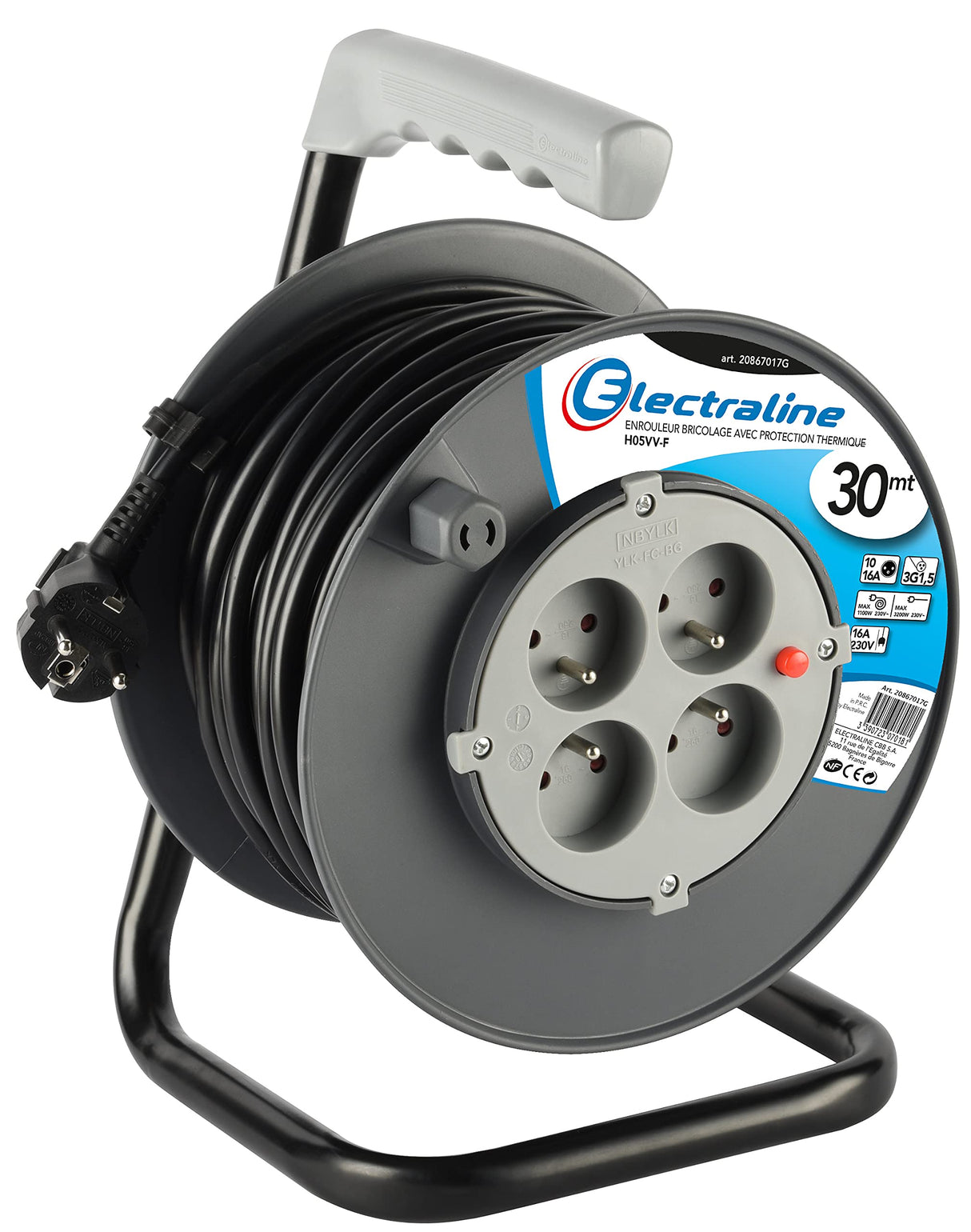 Electraline - Alargadera con soporte, para bricolaje, negro, negro, 20867017G