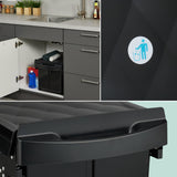 Relaxdays Cubo de Basura Cocina, 2 Espacios, 2X 20 L, 41,3x34x51,8 cm, Extraíble, Papelera Reciclaje Fregadero, Negro, Acero, Plástico, 2 x 20 L