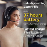 Jabra Evolve2 65 Auriculares Inalámbricos Estéreo PC con Soporte de Carga - Certificados para Microsoft Teams - Batería de Larga Duración - Adaptador Bluetooth USB-A - Negro