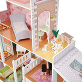 Amazon Basics - Casa de muñecas de madera y 4 pisos y muebles para muñecas de 30.48 cm
