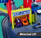 Majorette - Super Chase Center. Aparcamiento de 5 plantas, 57 plazas de aparcamiento, a partir de 5 años, 4 coches de juguete, comisaría, tren, ascensor, efectos de luz y sonido (212059984)