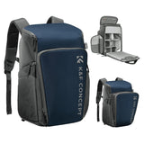K&F Concept Mochila Cámara Profesional, Bolsa Fotógrafos Cámara Impermeable de Gran Capacidad para Camera Reflex Digital DSLR, Adecuado para viajes al aire libre senderismo fotografía Azul