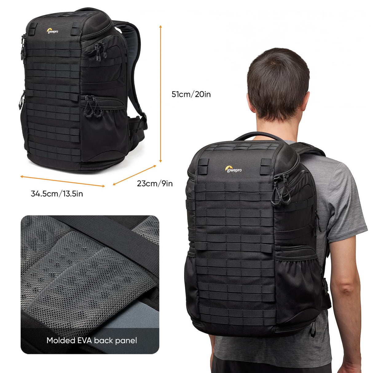 Lowepro ProTactic BP 450 AW III, versión Actual Mochila para Cámara, Acceso 4 Puntos, Bolsa Profesional Cámara, DSLR/Dron/Sin Espejo, Portátil hasta 16", Protector Lluvia, Videógrafo, Volumen 28L