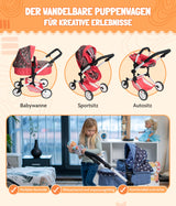 Bayer Chic 2000 - Cochecito para muñecas Linus, 3 en 1 para niños de 4 a 8 años, Juego de Cochecito para muñecas, Vaqueros Grises