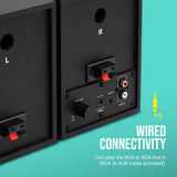 JAM Altavoces de Estantería - Altavoces Cableados con Entradas AUX y RCA, Compatibles con Tocadiscos y Reproductores de Vinilos, Altavoces Activos, Amplificación Integrada, Negro