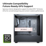 MONTECH XR Wood,Genuine Black Walnut Front, ATX Mid-Tower PC Gaming Case, Glass Side Panel, 4 x 120mm GF120 ARGB PWM Fans Pre-Installed, White
