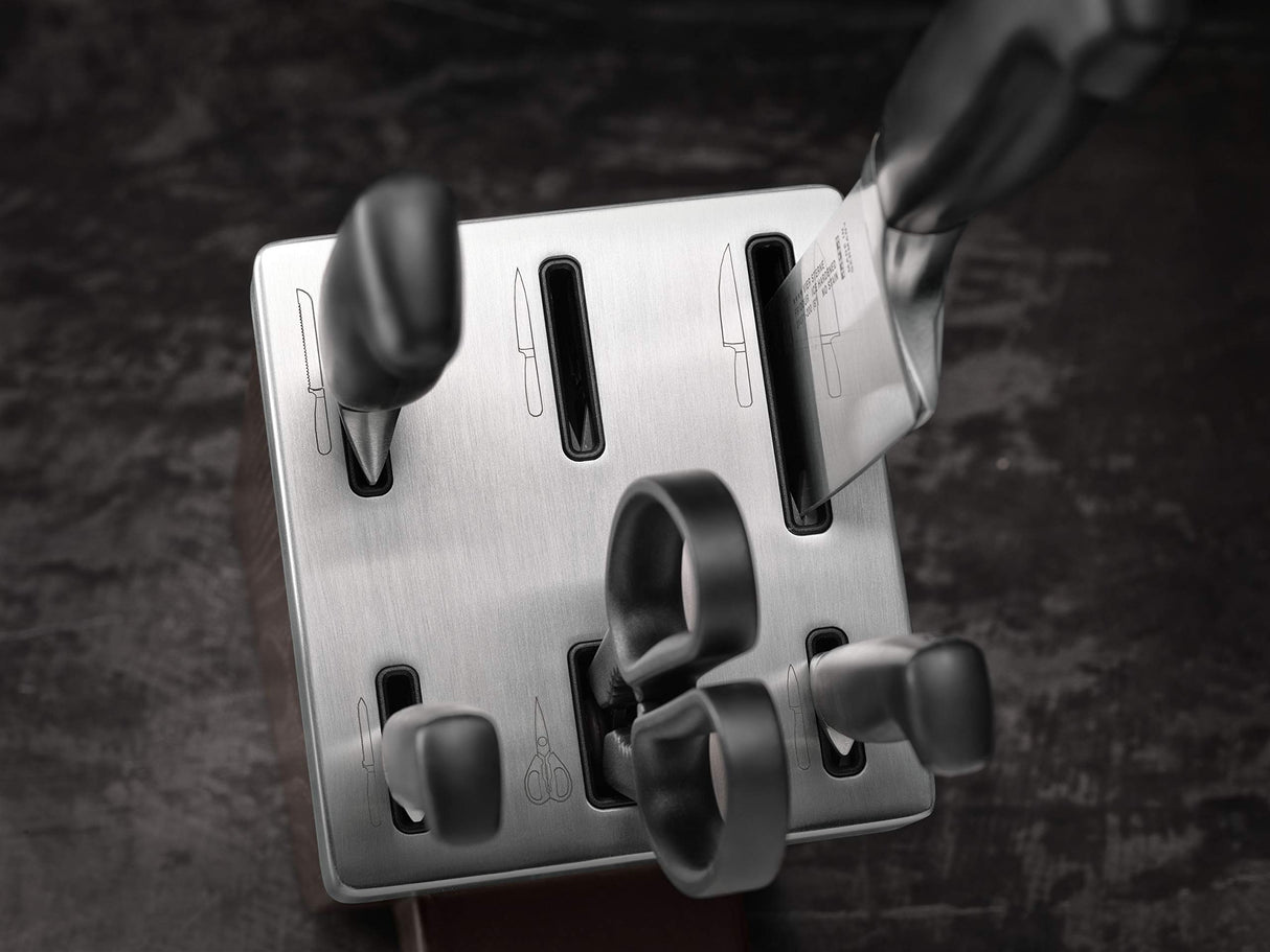 ZWILLING Bloque de cuchillos autoafilables de cuatro estrellas, 7 piezas, cuchillo y tijeras de acero inoxidable especial/mango de plástico, color blanco [fabricado en Alemania]
