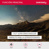 Samyang MF 14 mm F2,8 MK2 Sony E – Objectivo gran angular enfoque manual para formato completo y APS-C distancia focal fija Sony E Mount, 2. generación A7 III, A7R III, A7R IV, A6000 seria