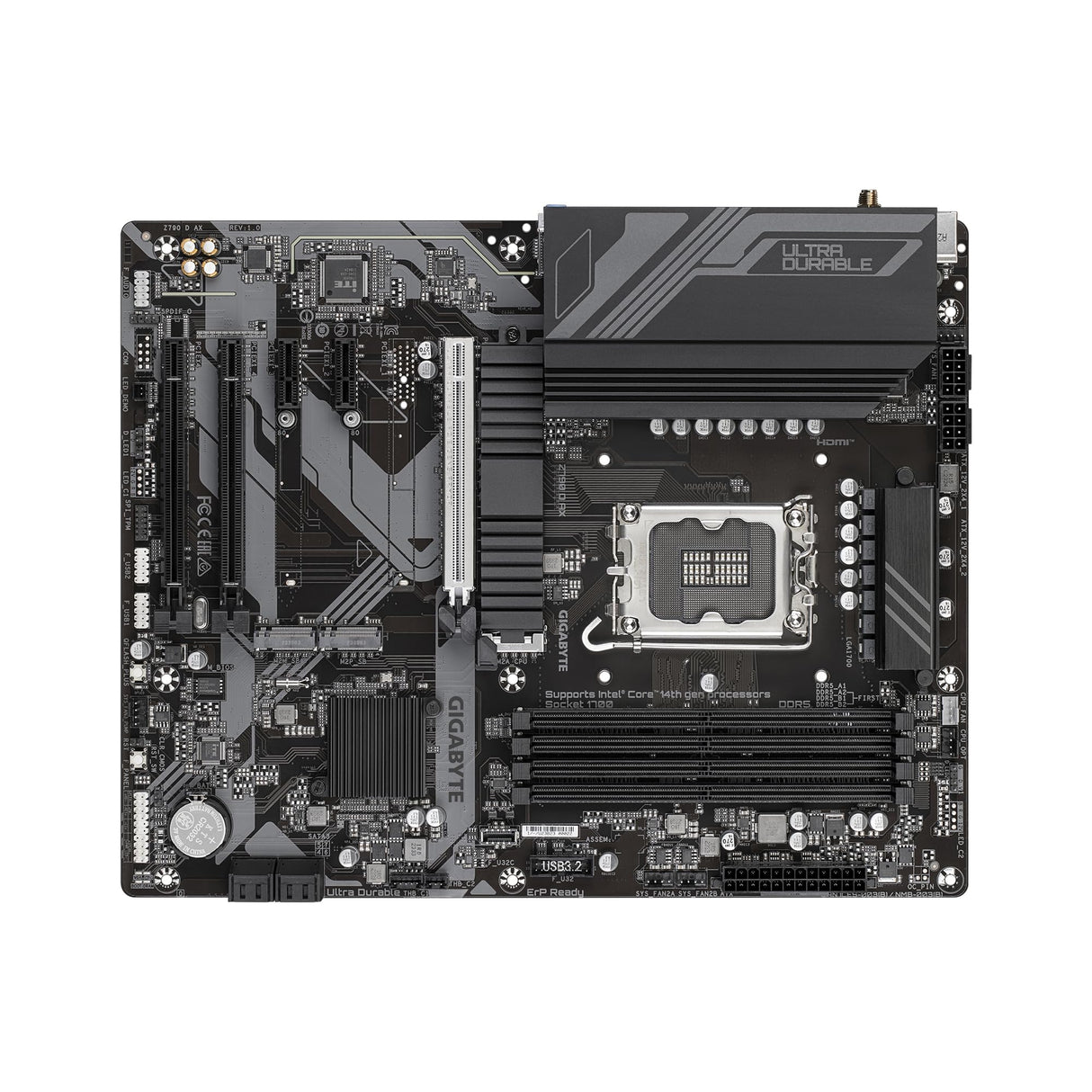 GIGABYTE Z790 D AX Placa Base - Soporta CPUs Intel Core de 14ª generación, VRM Digital de 12+1+1 Fases, hasta 7600MHz DDR5 (OC), 3xPCIe 4.0 M.2, Wi-Fi 6E, LAN de 2.5GbE, USB 3.2 Gen 2