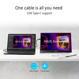 ASUS ZenScreen MB16AHV Monitor portátil, 15,6 Pulgadas, Full HD, IPS, HDMI, USB Type-C, Filtro de luz Azul, Superficie antirreflejos, Tratamiento Antibacteriano