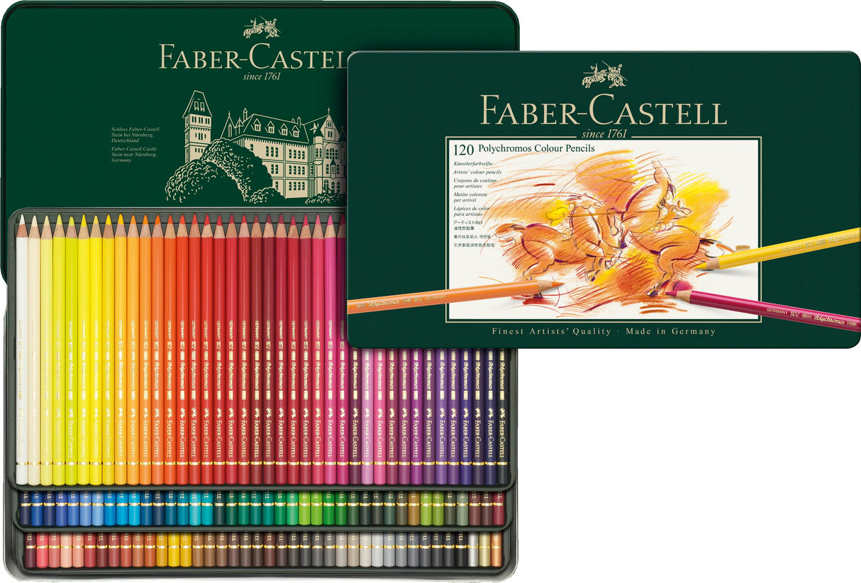 Faber-Castell 110011 - Estuche de Metal con 120 Lápices de Colores Polychromos - Multicolor