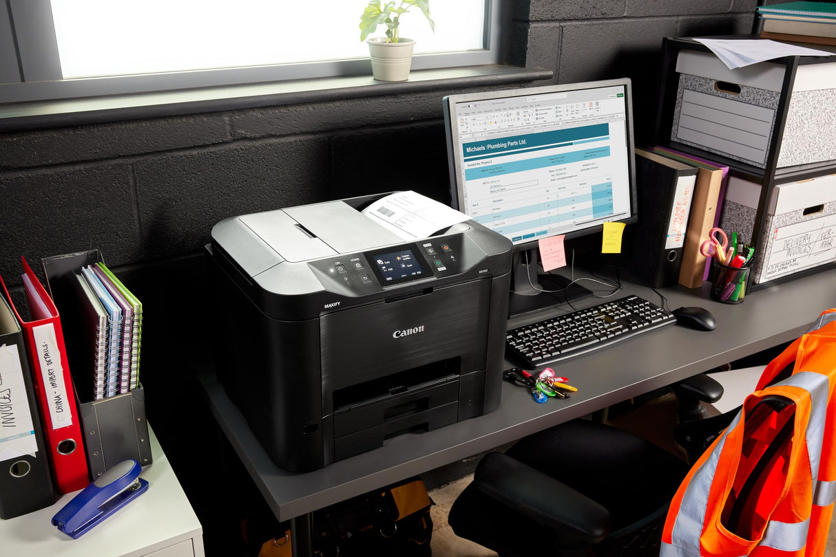 Canon Maxify MB5150 Impresora Compacta Multifunción 4 en 1, Sistema de Inyección de Tinta, WiFi, Pantalla LCD Táctil, ADF de 50 Hojas, Impresión de Alta Velocidad, Capacidad 300 Hojas, Negro