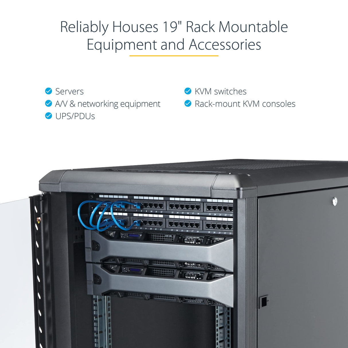 StarTech.com Armario Rack para Servidores 12U 19" 4 Columnas, Rack de Servidores con Carriles de Montaje Ajustables