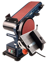 FERM Lijadora de banda - 350W - 150mm - Incluye 2 bandas de lijado (P80 y P120) y 2 discos de lijado (P80 y P120)