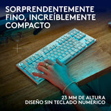 Logitech G G915 X LIGHTSPEED TKL Teclado para gaming inalámbrico de perfil bajo, teclas de PBT de doble moldeado, elegante acabado en aluminio, táctil marrón GL - PC/Mac, QWERTY US - Blanco