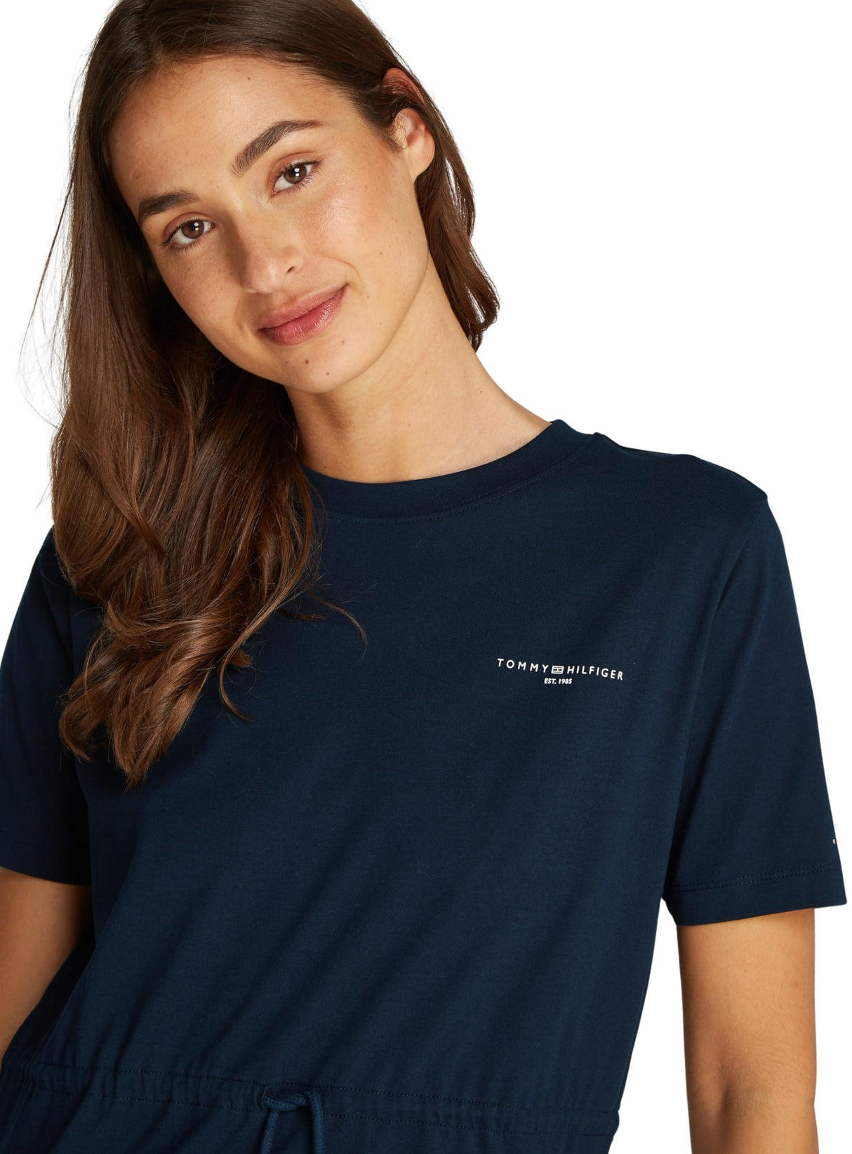 Tommy Hilfiger Vestido Tipo Camiseta de Algodón para Mujer, Azul (Dark Night Navy), XXL