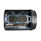 Mars Gaming MC- Cylon, Caja Gaming MicroATX, Diseño Cilíndrico de Turbina, Panel Cristal Templado y Ventana Superior Curvada Panorámica, Ventilador Frontal RGB 200mm + Ventilador Trasero 120mm, Negro