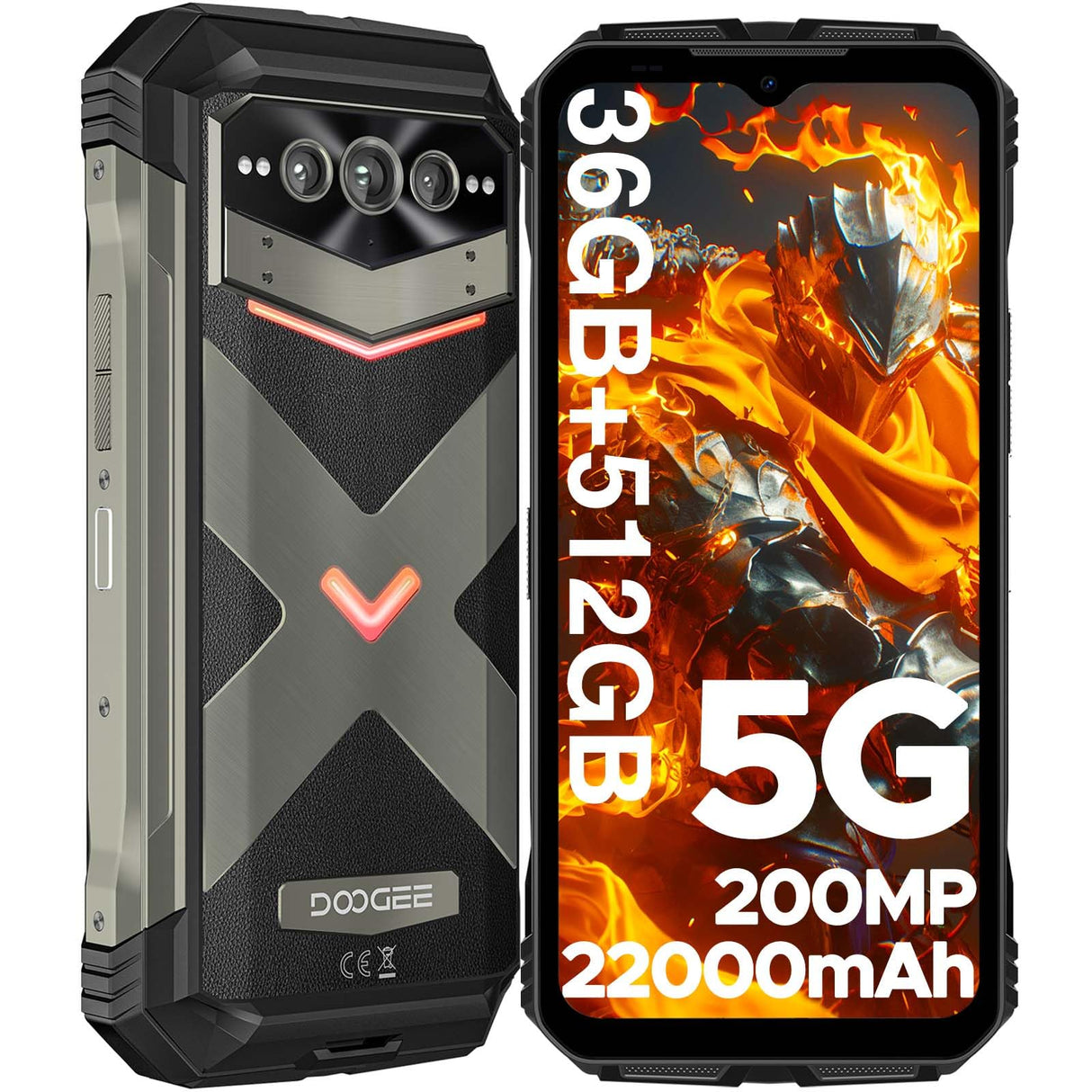 DOOGEE VMax Plus Movil Irrompible 5G, 36GB+512GB, 22000mAh 33W Móvil Resistente, Cámara 200MP+Visión Nocturna, 6.58" 120Hz Smartphone Dimensity 7050 Octa Core, NFC/IP68IP69K/ WiFi6 Moviles Rugerizados