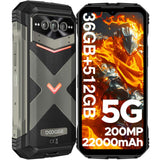 DOOGEE VMax Plus Movil Irrompible 5G, 36GB+512GB, 22000mAh 33W Móvil Resistente, Cámara 200MP+Visión Nocturna, 6.58" 120Hz Smartphone Dimensity 7050 Octa Core, NFC/IP68IP69K/ WiFi6 Moviles Rugerizados