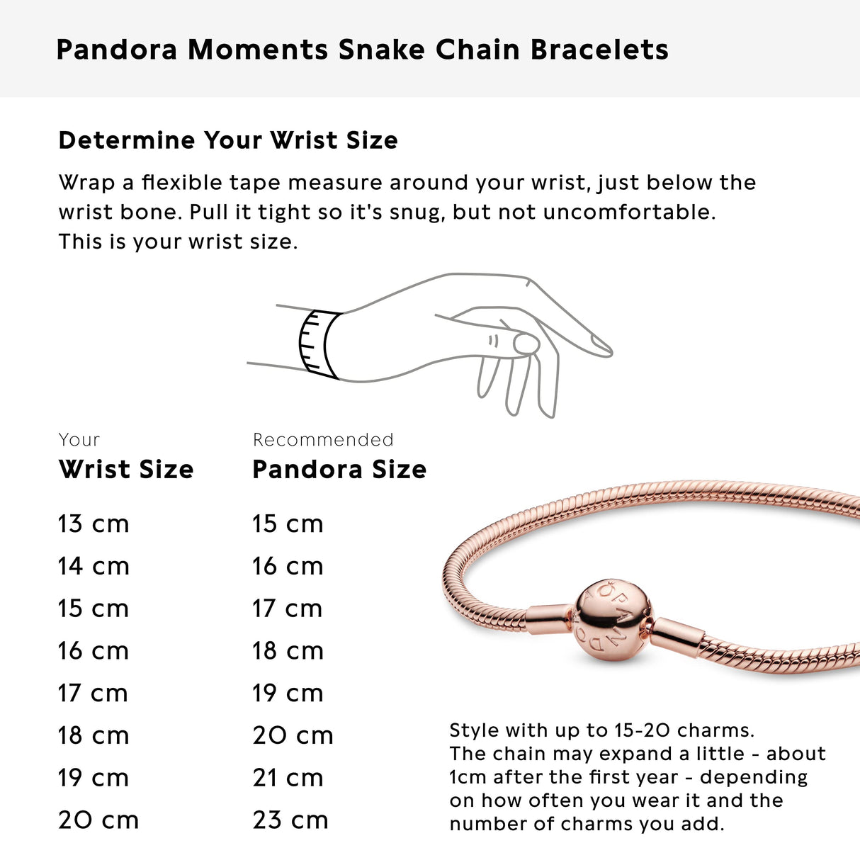 Pandora Icons Pulsera con cadena de serpiente chapada en oro rosa de 14 quilates, 19