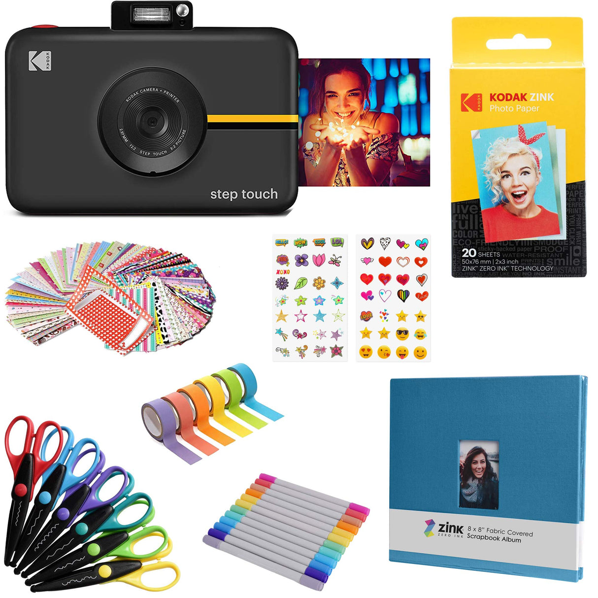 KODAK Step Touch Cámara Digital de 13 MP e Impresora instantánea con Pantalla de 3,5" (Negro) Kit de Album de Recortes