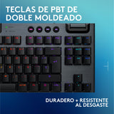 Logitech G G915 X LIGHTSPEED TKL, Teclado para gaming inalámbrico de perfil bajo, teclas de PBT de doble moldeado, elegante acabado aluminio, clic perceptible azul GL -PC/Mac, QWERTY US INT'L - Negro