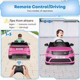 Coche eléctrico para niños, Land Rover con Licencia, 12 V, con Mando a Distancia, música, educación temprana, USB, TF, Mp3, Coche eléctrico para niños a Partir de 3 años (Rosa)