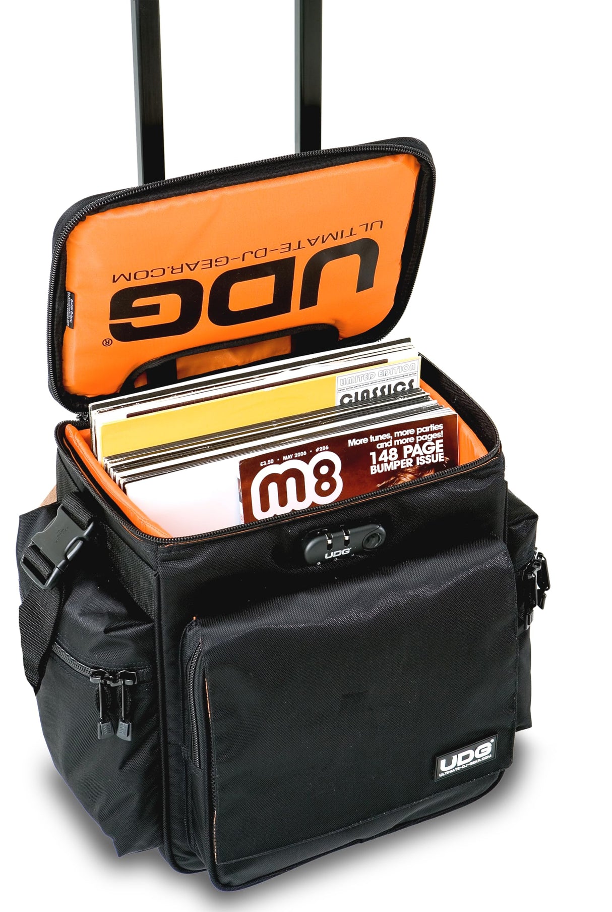 UDG U9981BL/OR Deluxe - Maletín con ruedas para dj (interior de color naranja), color negro