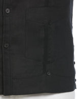 Cubavera - Camiseta de Manga Larga para Hombre (100% Lino), diseño de Guayabera - Negro - 3X-Large Tall