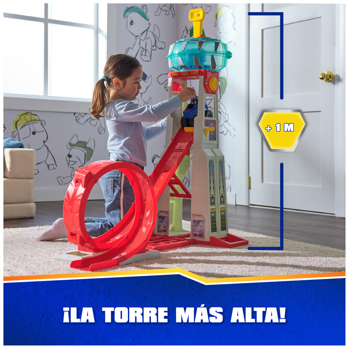 Patrulla Canina - Escenario Lanzador DE VEHÍCULOS Super Loop Tower HQ con Luces Y Sonidos + Coche Y Figura Chase- Patrulla Canina Juguetes - Regalo Niño 3 años + - 6069672 - Juguetes Niños 3 años +