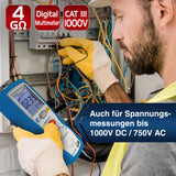 PeakTech 2695 – Probador de aislamiento, calibrado, probador de continuidad, voltímetro, circuitos, fusibles, mínimo/máximo, retención de datos, TUV/GS - 125V, 250V, 500V, 1000V