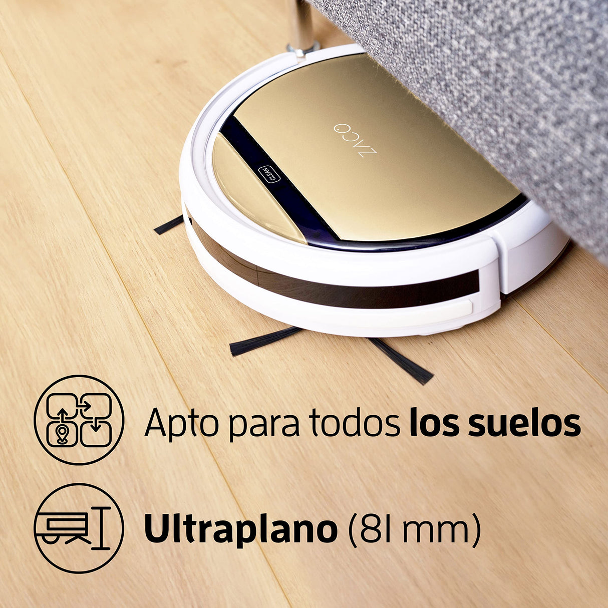 ZACO Robot aspirador y fregasuelos V5sPro con mando a distancia, Aspiradora y fregadora inteligente 2en1 para suelos duros, madera, parquet y alfombras, Aspiradoras para perros y pelos de mascotas