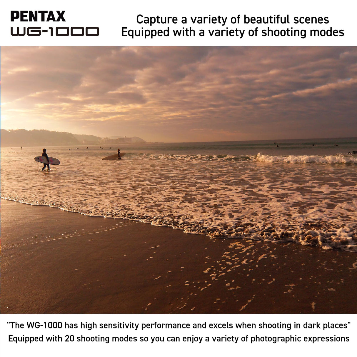 Cámara Digital compacta Resistente al Agua PENTAX WG-1000 (Gris), diseñada para fotografía Informal en Exteriores y bajo el Agua, Resistente al Agua hasta una Profundidad de 15 Metros (una Hora)