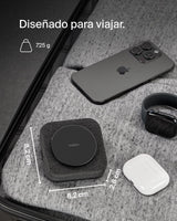 Belkin BoostCharge Pro cargador magnético compatible con MagSafe, base de carga inalámbrica 2 en 1 de viaje de 15 W, estación de carga inalámbrica plegable con Qi2, iPhone 16, Apple Watch 10 y AirPods