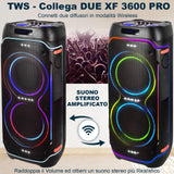 Trevi XFest XF 3600 Pro - Altavoz inalámbrico de 200 W, Altavoz portátil con micrófono inalámbrico Incluido, entradas USB, Micro SD, AUX-IN, función TWS, Karaoke Party Speaker con batería integrada