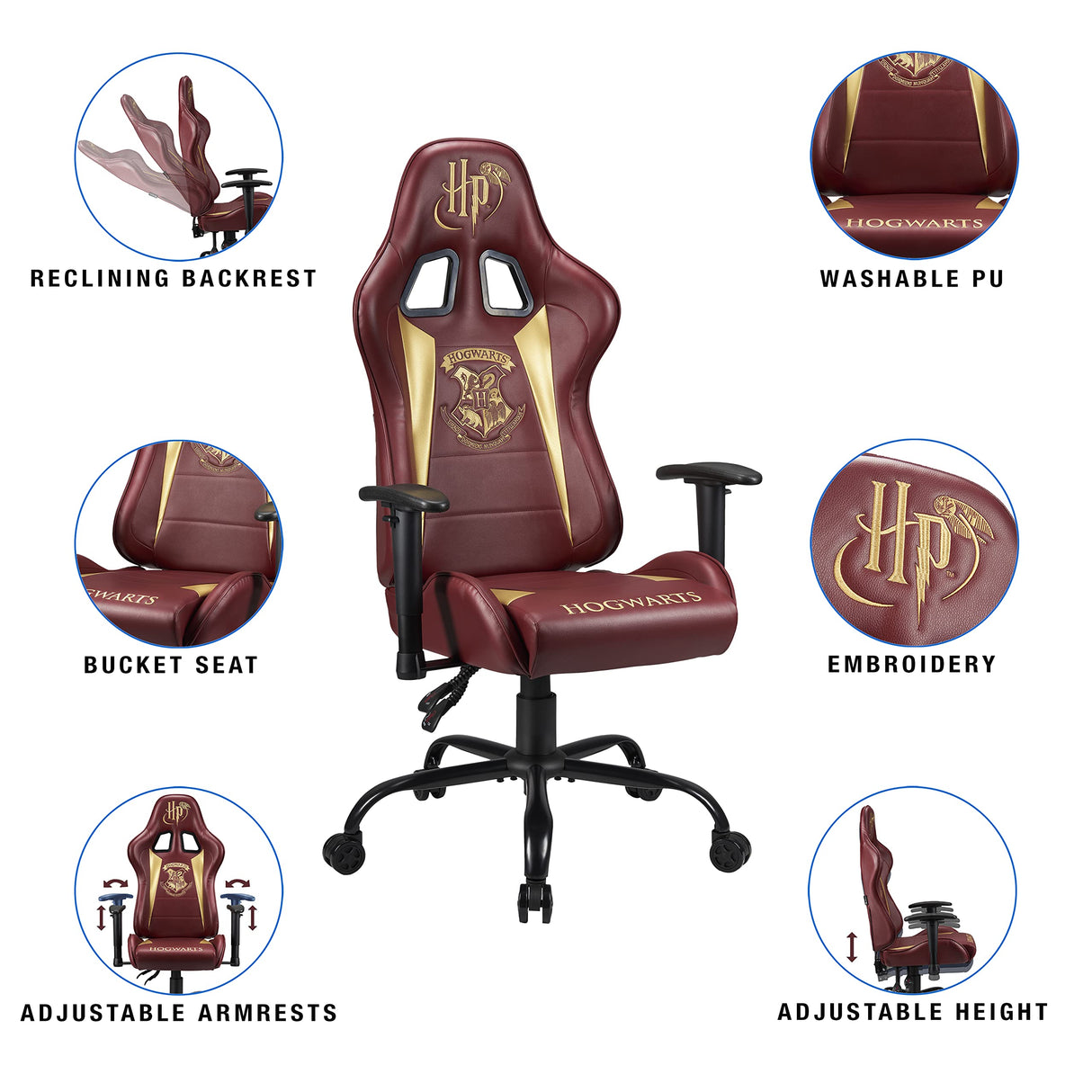 Subsonic - Harry Potter - Silla Gaming Ergonomica Respaldo/Asientos Ajustables - Silla De Oficina Gamer para Adultos con Licencia Oficial (Windows 8)