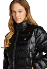 Calvin Klein Cazadora acolchada Mujer Down Shine brillante, Negro (Ck Black), XS