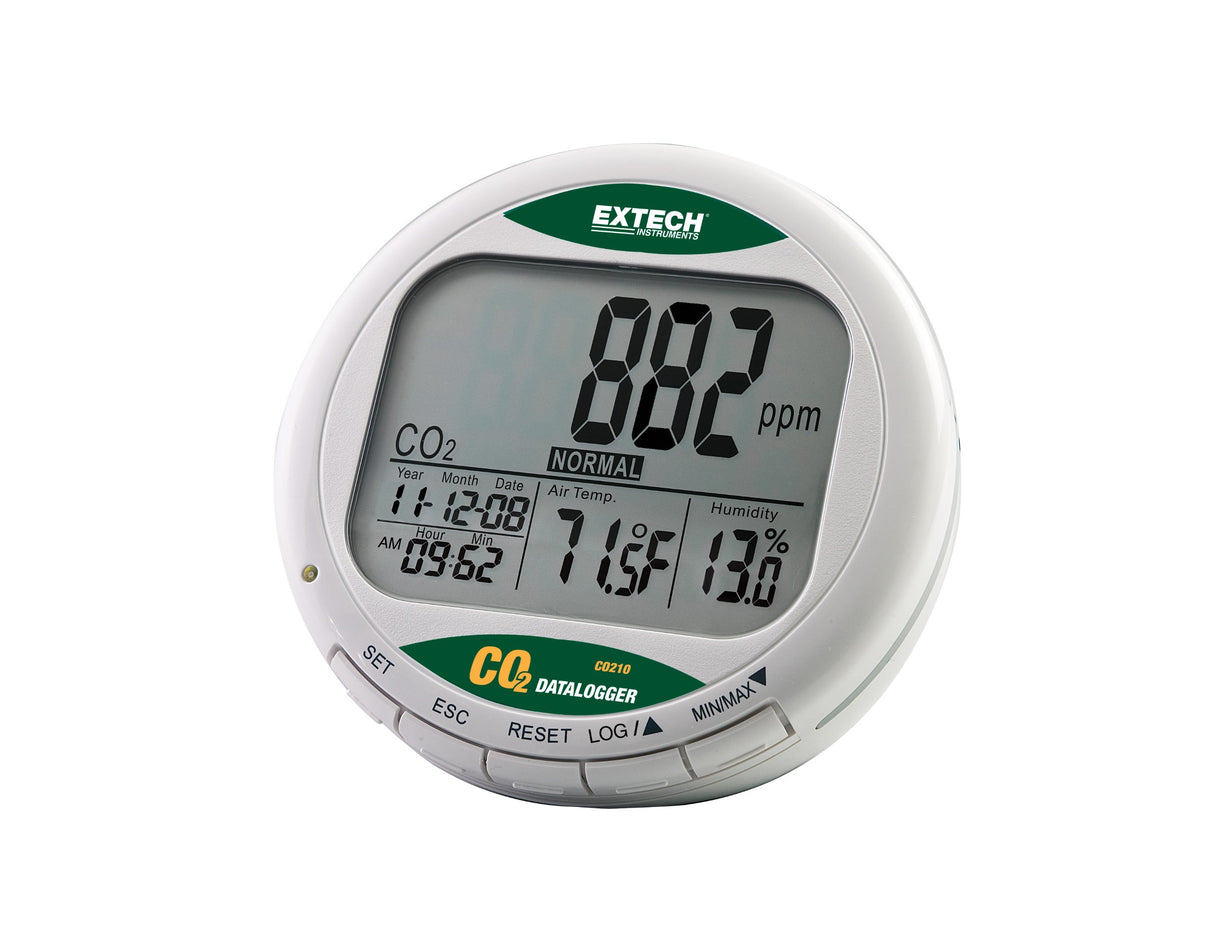 Extech CO210 Registrador de datos de dióxido de carbono para calidad del aire