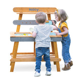 JANOD Muddy Lab-Cocina Infantil de Madera FSC-10 Accesorios-Juego de Imitación Exterior para Niños-A Partir de 3 Años, J06632, Color Azul Cielo/Gris, 77 x 35 x 95 (JURATOYS