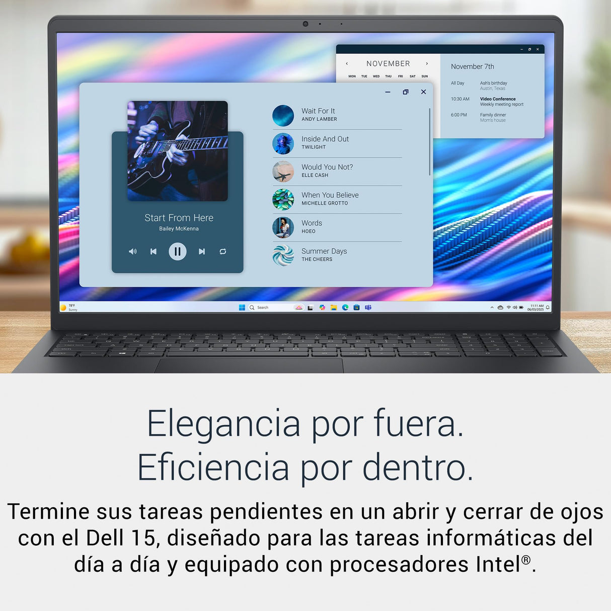 Dell 15 Ordenador Portátil DC15250 15.6" FHD 120Hz, Intel Core i3-1300U, 8GB RAM DDR4, 512GB SSD, Intel UHD, Windows 11 Home, Teclado retroiluminado QWERTY Español – Negro Carbón