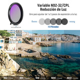 NEEWER True Colors 82mm Variable ND2-32 y CPL con Filtros Set Magnéticos ND32, 2 en 1 Ajustable Uno Giratorio Reducción de Luz, Eliminación de Reflejos, sin Cambio de Color, sin Cruz X, sin Viñetas
