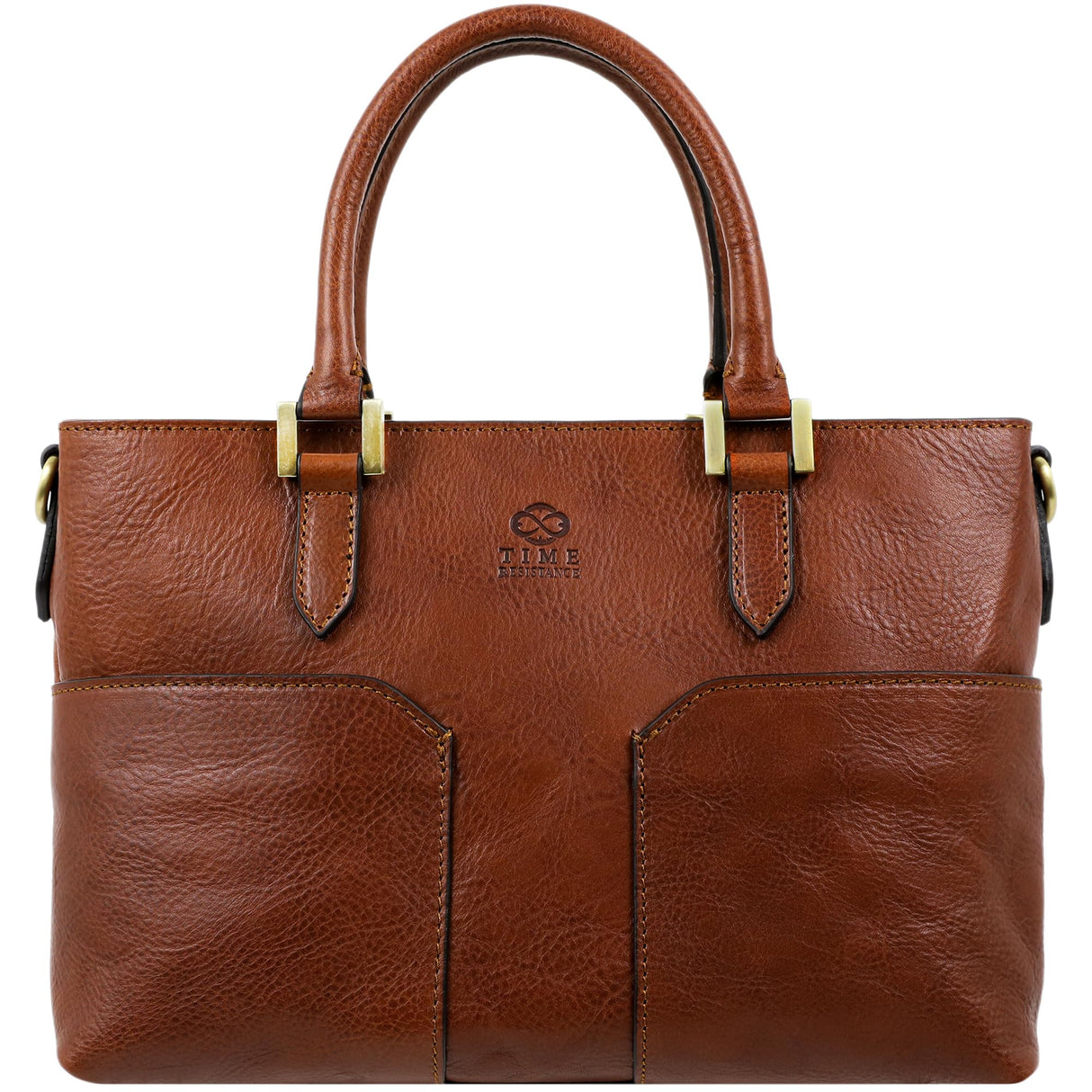 Time Resistance Bolso de Cuero de Grano Completo para Mujer Bolso de Mano de Cuero con Asa Superior - Tote