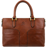 Time Resistance Bolso de Cuero de Grano Completo para Mujer Bolso de Mano de Cuero con Asa Superior - Tote