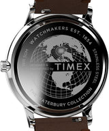 Timex Waterbury - Reloj de 40 mm para hombre, correa de liberación rápida de dos piezas de piel marrón, esfera azul, caja de acero inoxidable TW2W14900