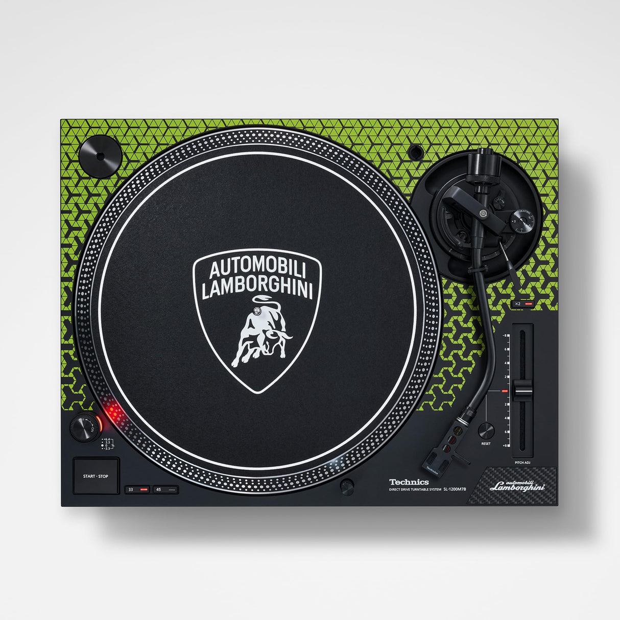 Technics SL-1200M7PEG, Sistema De Tocadiscos de Tracción Directa Edición Lamborghini, Motor Sin Núcleo, Reproductor De Vinilos de 3 Velocidades, Iluminador, Verde